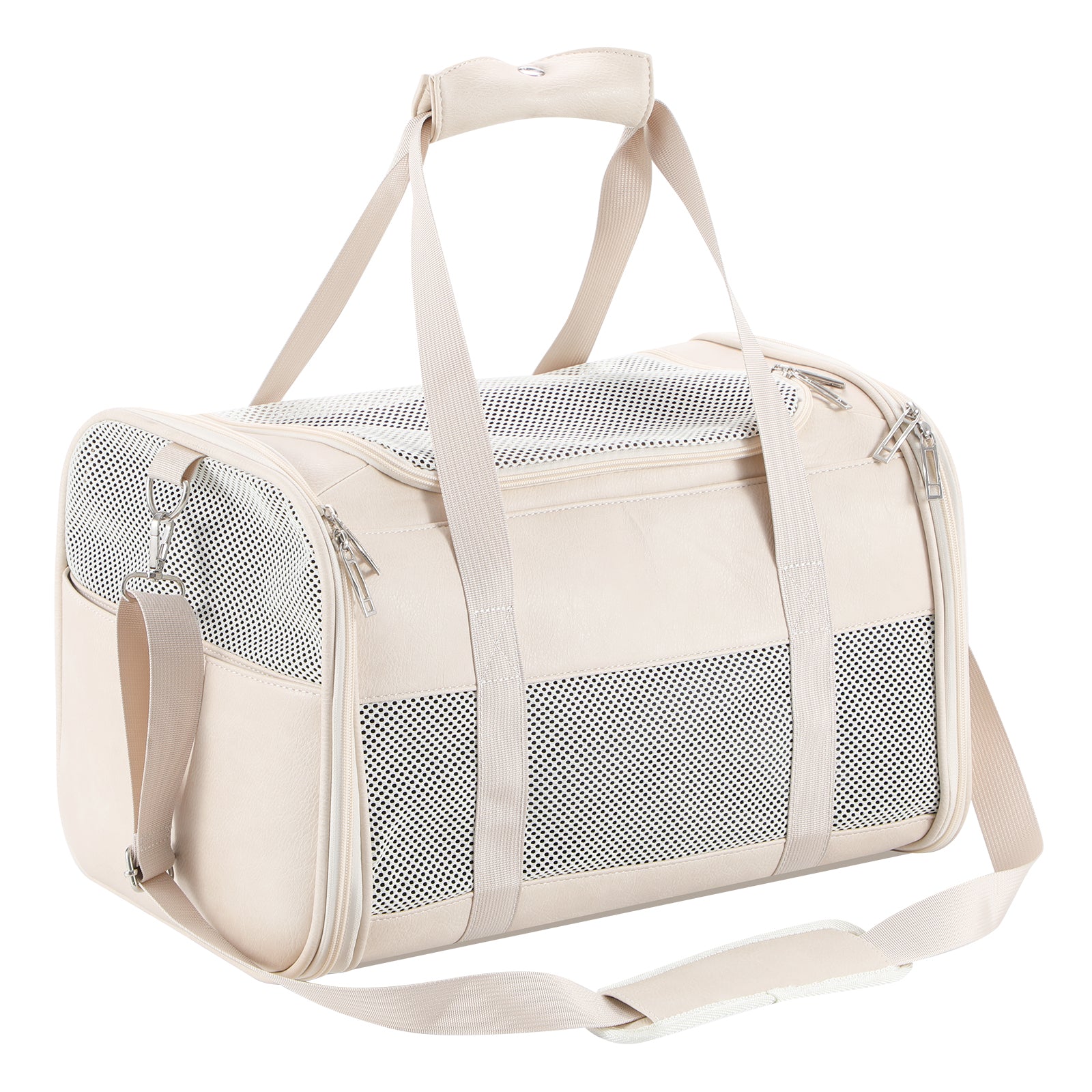 Fashion Leather Dog Carrier, Airline Approved Cat Carrier Soft Sided Pet Bag Carrier Purse