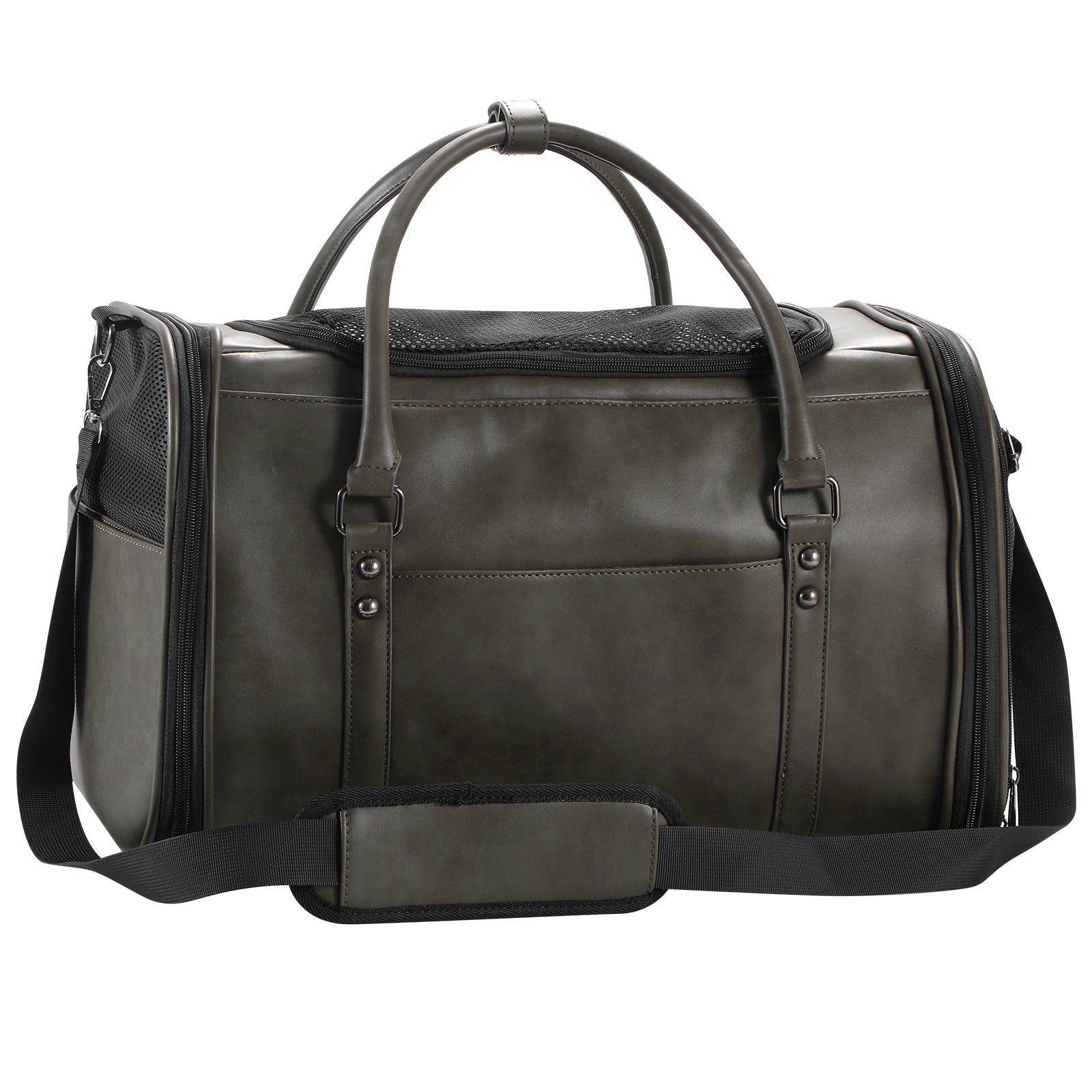 Stylish Leather Pet Carrier for Small Dogs and Cats Up to 15 lbs, Airline Approved Lightweight Travel Tote
