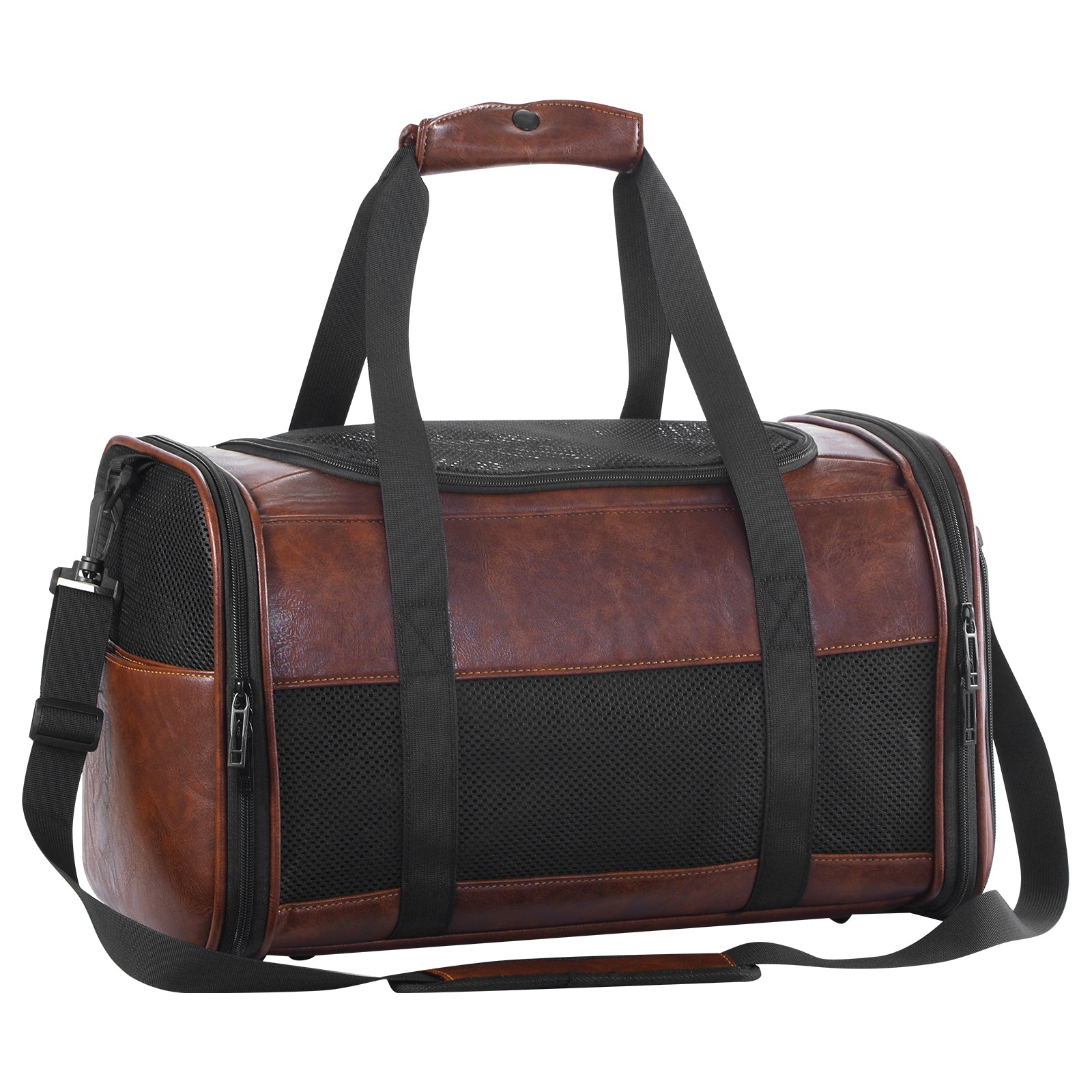 Fashion Leather Dog Carrier, Airline Approved Cat Carrier Soft Sided Pet Bag Carrier Purse