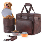 Dog Travel Bag, Leather Travel Pet Bag Set
