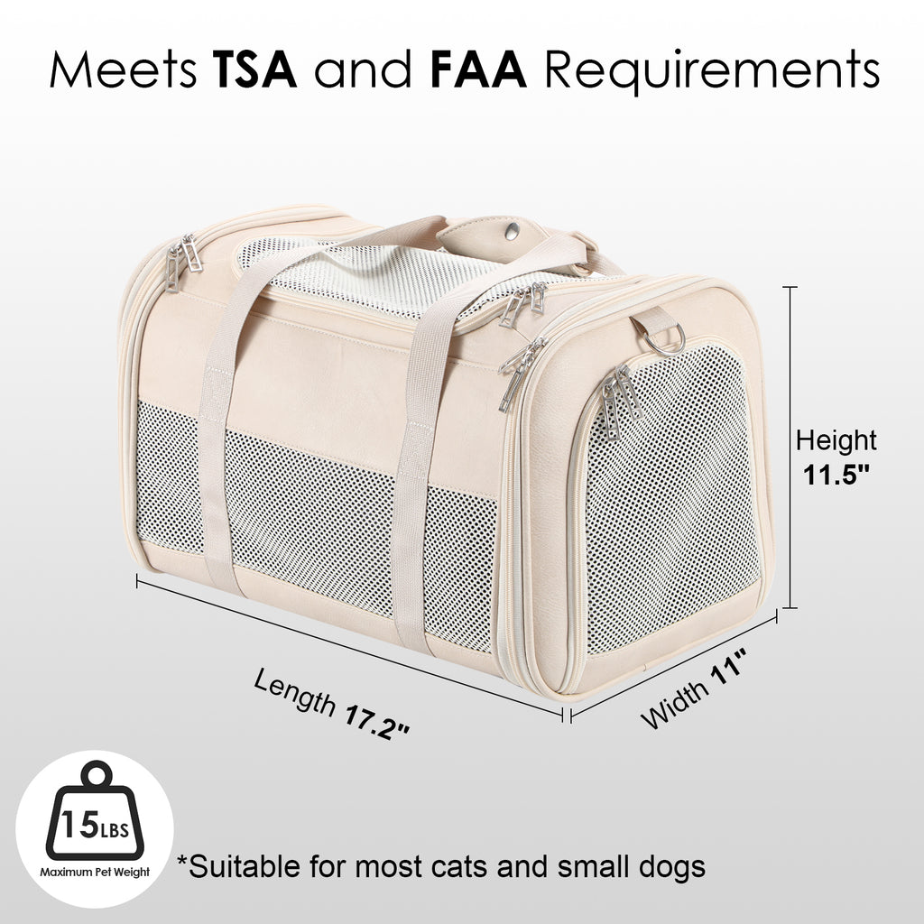 Fashion Leather Dog Carrier, Airline Approved Cat Carrier Soft Sided Pet Bag Carrier Purse