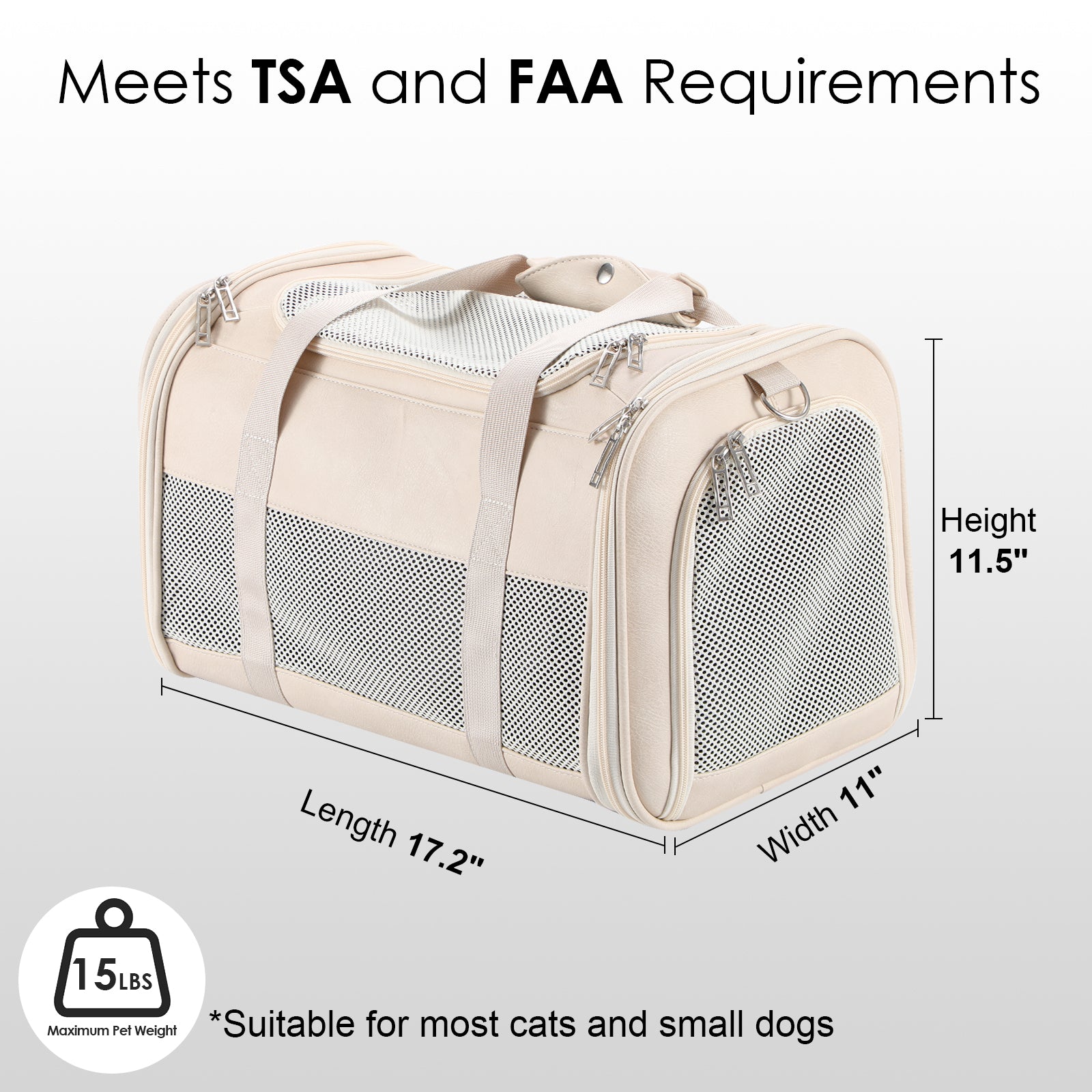Fashion Leather Dog Carrier, Airline Approved Cat Carrier Soft Sided Pet Bag Carrier Purse