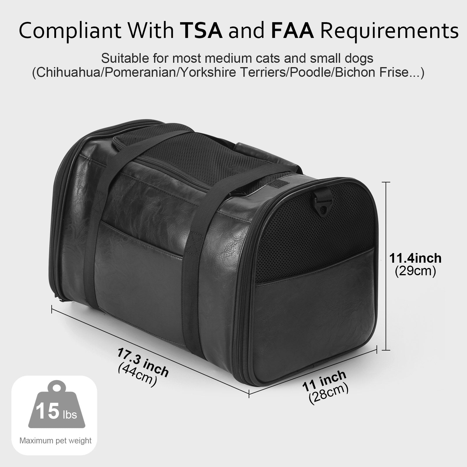 Fashion Leather Dog Carrier Cat Carrier Airline Approved Pet Carrier