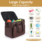 Dog Travel Bag, Leather Travel Pet Bag Set
