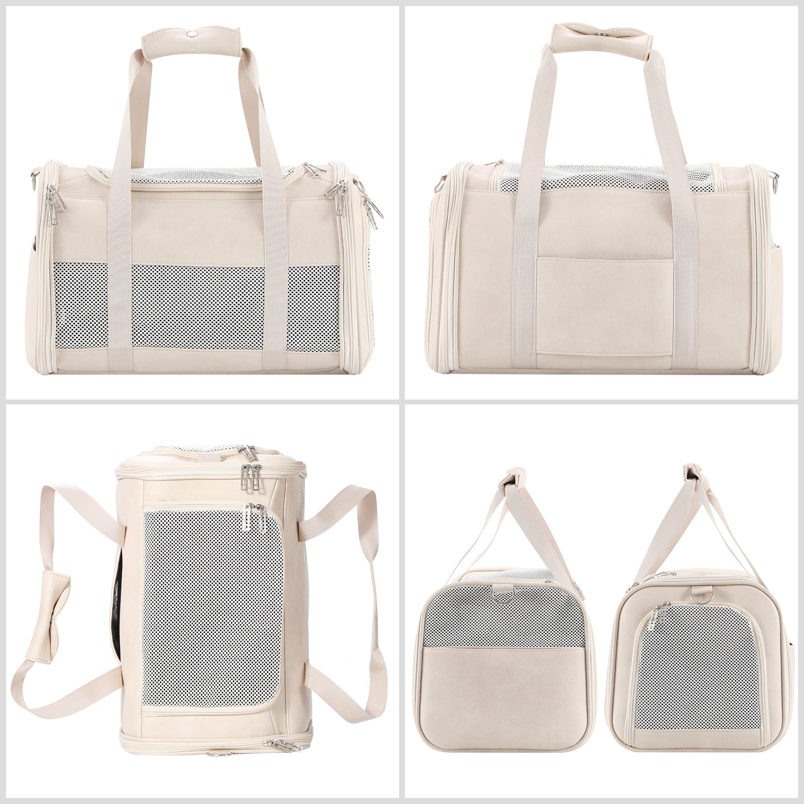 Fashion Leather Dog Carrier, Airline Approved Cat Carrier Soft Sided Pet Bag Carrier Purse