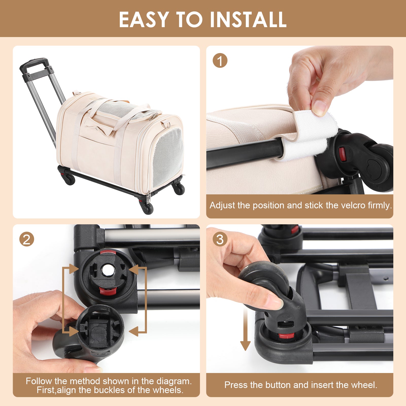 Pet Carrier with Wheels, Airline Approved Travel Bag