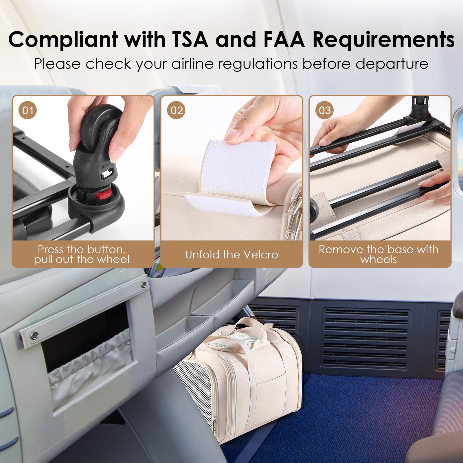 Pet Carrier with Wheels, Airline Approved Travel Bag