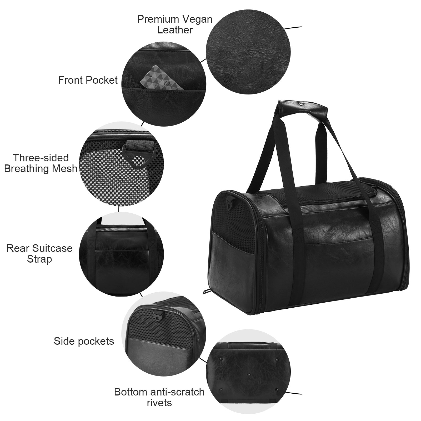 Fashion Leather Dog Carrier Cat Carrier Airline Approved Pet Carrier