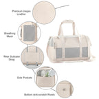 Fashion Leather Dog Carrier, Airline Approved Cat Carrier Soft Sided Pet Bag Carrier Purse