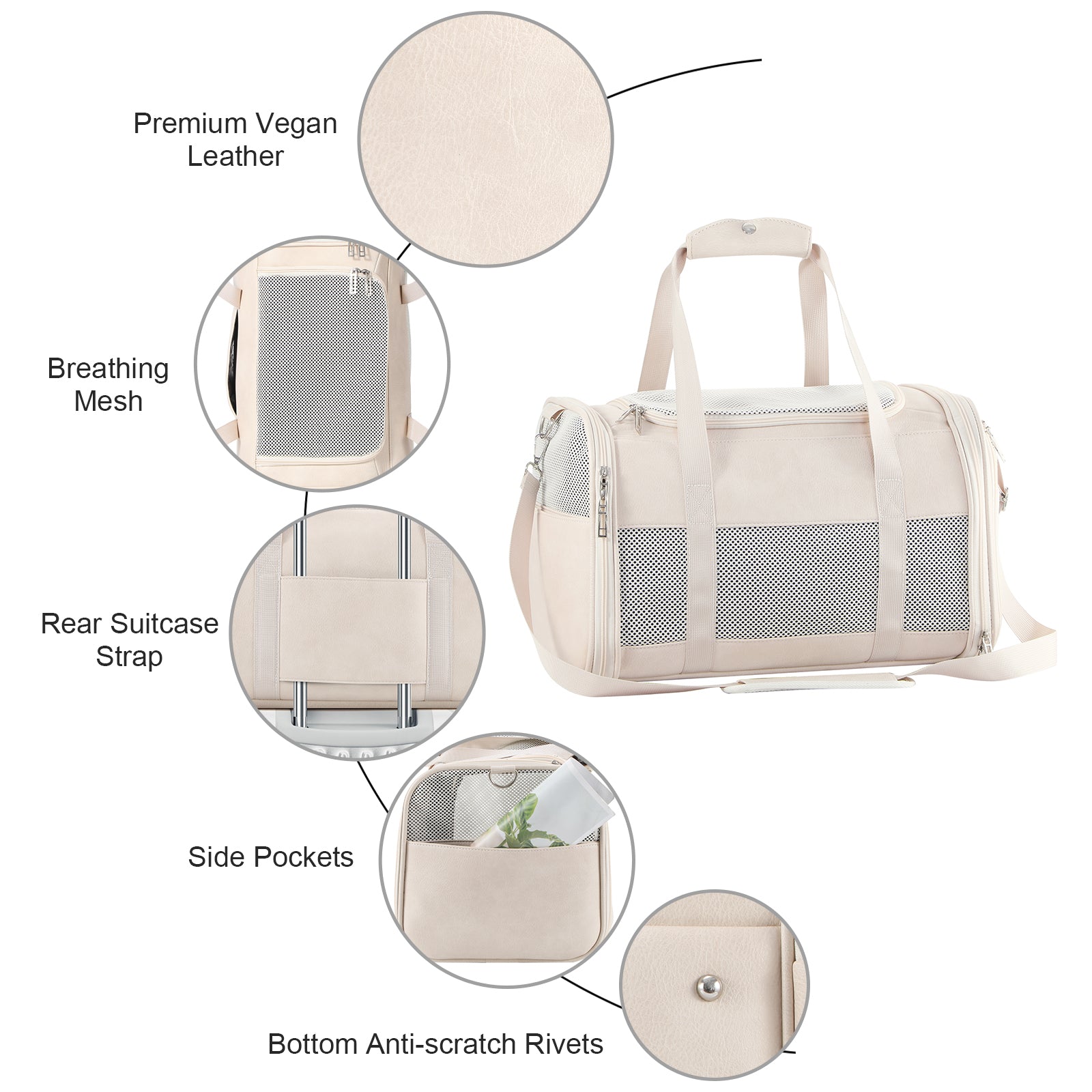 Fashion Leather Dog Carrier, Airline Approved Cat Carrier Soft Sided Pet Bag Carrier Purse