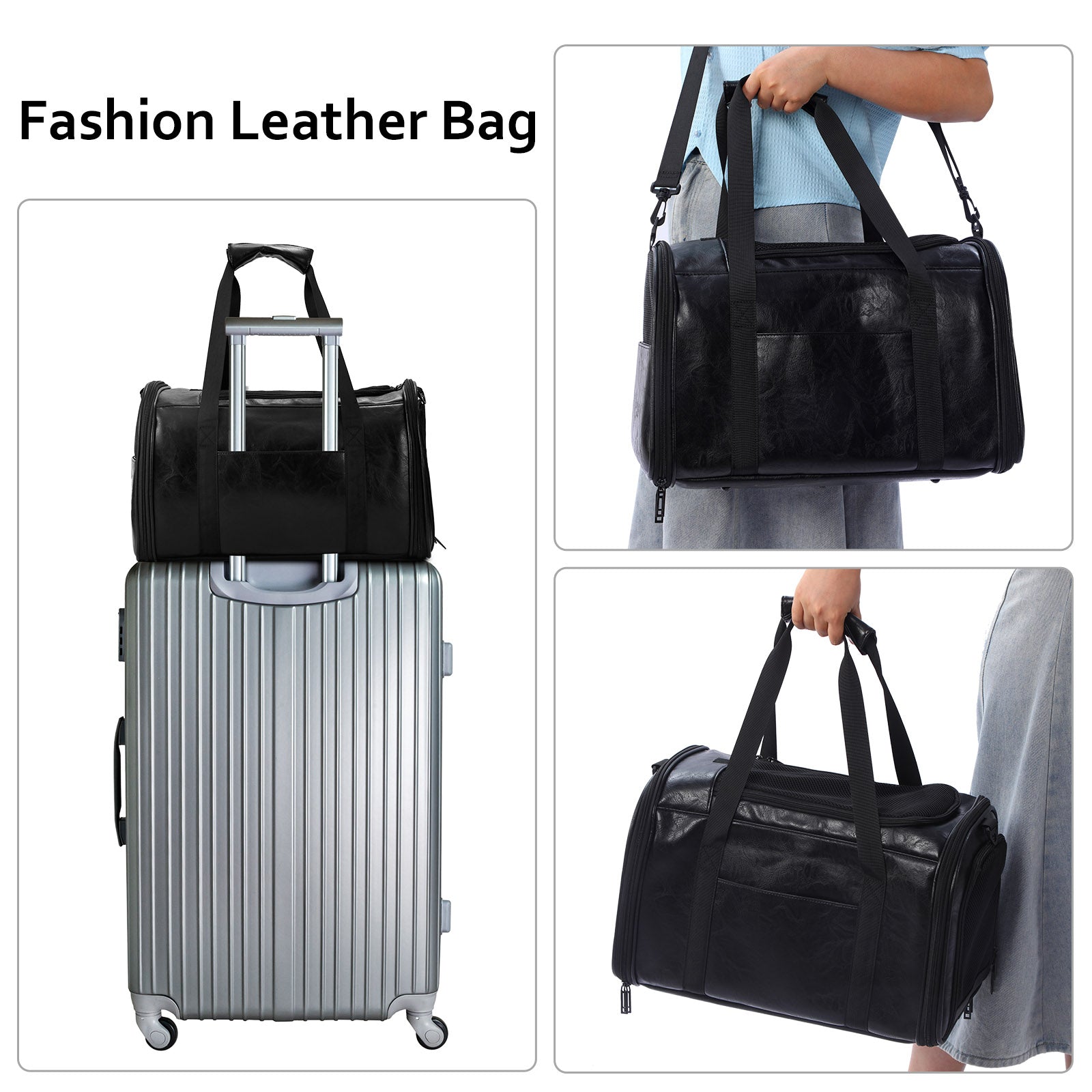 Fashion Leather Dog Carrier Cat Carrier Airline Approved Pet Carrier