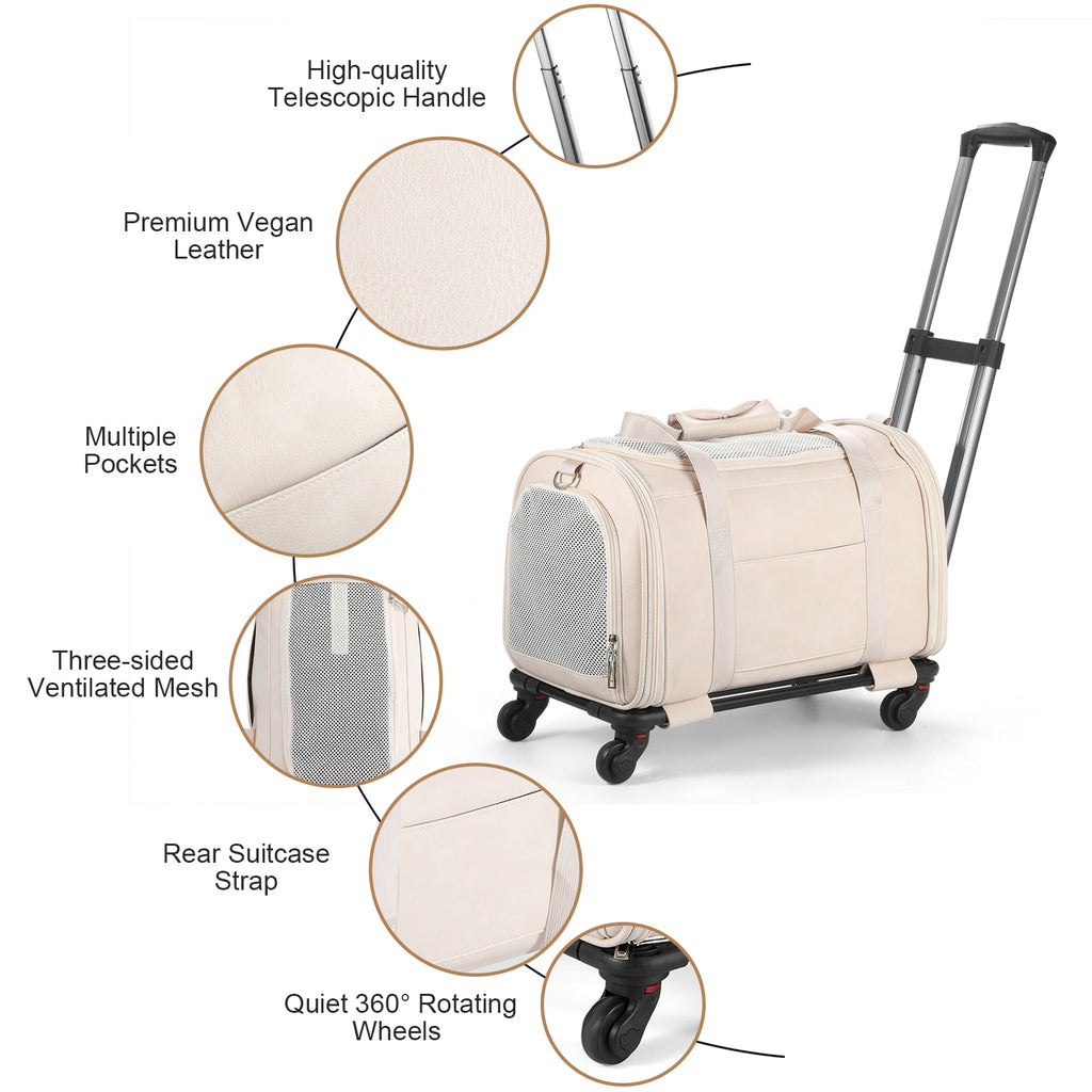 Pet Carrier with Wheels, Airline Approved Travel Bag