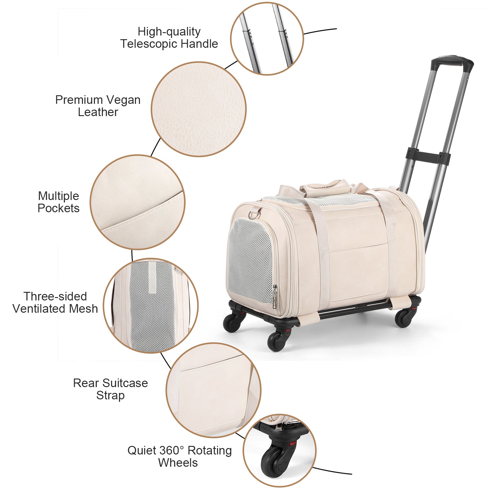 Pet Carrier with Wheels, Airline Approved Travel Bag