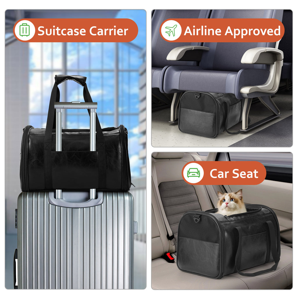 Fashion Leather Dog Carrier Cat Carrier Airline Approved Pet Carrier