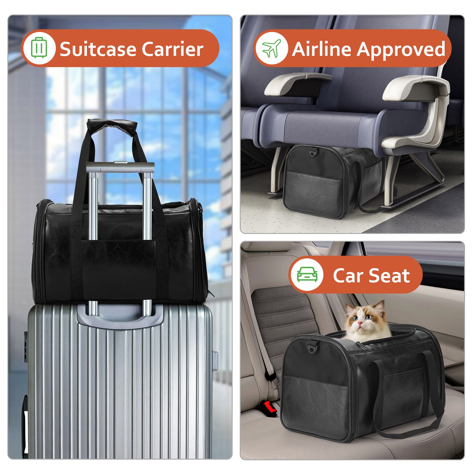 Fashion Leather Dog Carrier Cat Carrier Airline Approved Pet Carrier