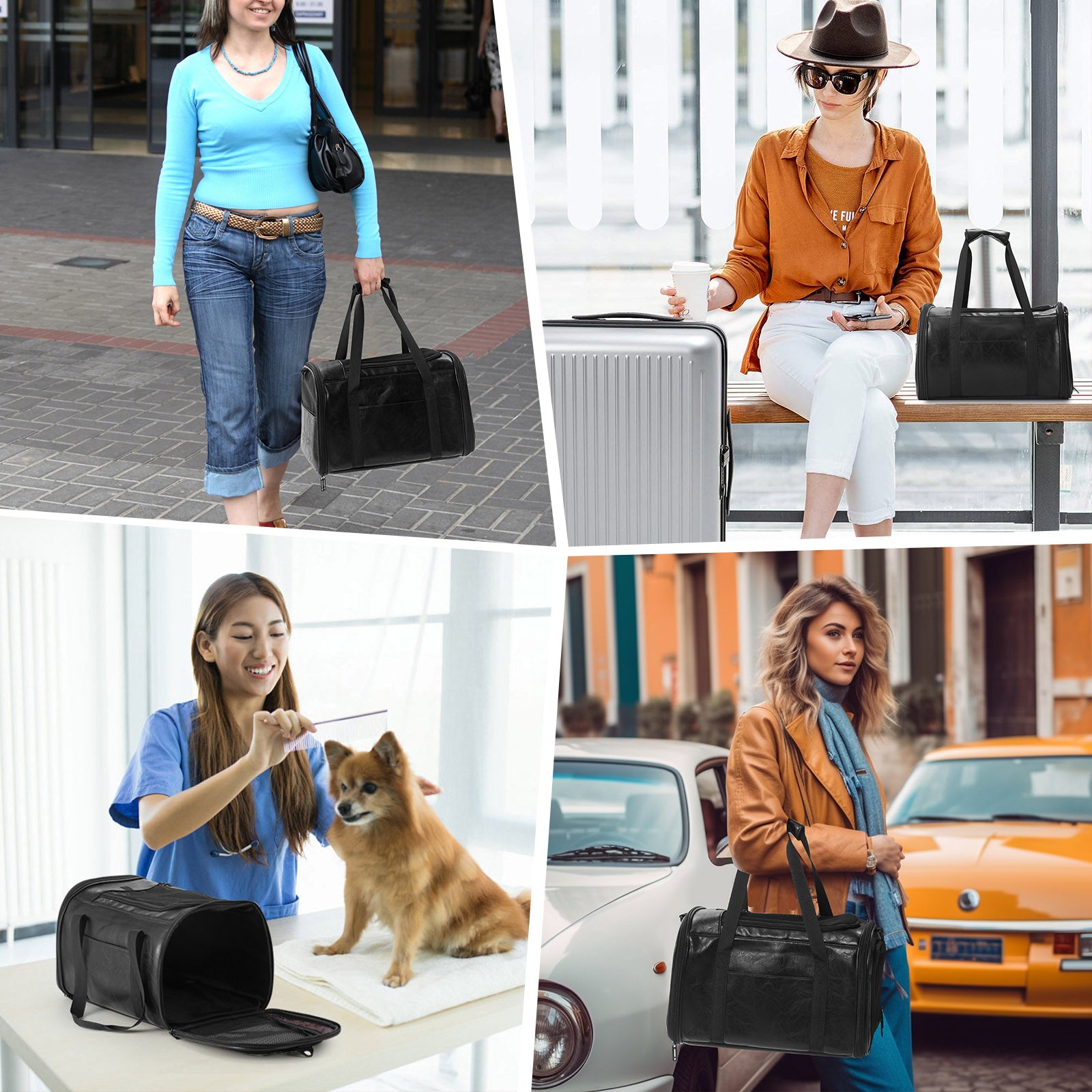 Fashion Leather Dog Carrier Cat Carrier Airline Approved Pet Carrier